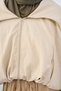 Women's Sailor Collar Jacket with Elastic Waist and Zipper, Cream - 5