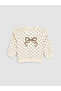 Lcw Baby Ecru Bow Printed Baby Girl Set - 3