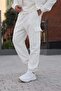 Ecru Stand Collar Men's Tracksuit Set with Cargo Pockets E7370 - 5