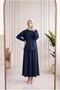 Bengisu Slit Skirt Suit with Accessory Detail - Ey1072 Navy Blue
