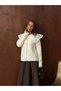 Lace Collar Detailed Plush Cardigan 2901 - Ecru