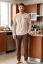 Skin Color Embroidered Cotton Lycra Knitted Pajama Set 26241801-1 - 2