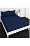 3 Piece Microfiber Bed Sheet Set Fits 180 x 200 cm Soft Breathable 1 Fitted Sheet 2 Pillowcases, Dark Blue