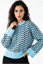 Women's Brown Orange Patterned Knitwear Sweater