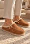 Women's Suede Orthopedic Winter Slippers – Faux Fur and Ankle-Strap Buckle - 4