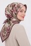 Patterned Cotton Silk Scarf 90X90 Ls2213 06-Powder-Dry Rose-Khaki - 2