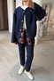 Premium V-Neck Buttoned Fleece Cardigan - Navy Blue - 4