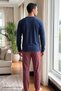 Navy Blue Embroidered Cotton Lycra Knitted Pajama Set 26241801-4 - 2