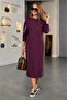 Women's long sleeve hooded leopard detail pocketed long viscose two-thread dress - 3