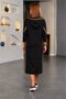 Women's long sleeve hooded leopard detail pocketed long viscose two-thread dress - 2