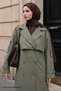 Double Button Lined Khaki Trench Coat - 4