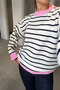 Premium Oversize Striped Knitwear Sweater - Fuchsia - 3