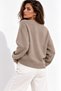 Women's Beige Crew Neck Soft Touch Oversize Knitwear Sweater - 4