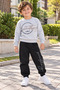 Ss Gi̇yi̇m Boys' Gray Sweatshirt Black Sweatpants 2-Piece Set – Printed Sportswear - 2
