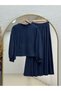 Deryanur Kangaroo Pocket Pique Skirt Set-Nl678.1 Navy Blue - 2