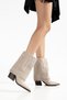 Women's Cowboy Boots Pointed Toe Stone Detailed Thick Heel Western Boots - 4