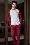 Burgundy Deer Embroidered Cotton Lycra Knitted Pajama Set 26241802-4 - 2