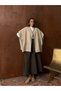 Contrast Stitched Buckle Detailed Poncho / Cape Beige- 0029 - 5