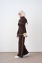 Women's Stripe Detail Double Pocket Look Waist Tie Suit Brown - 7