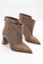 Women's Mink Suede Design Pointed Toe Back Zipper Pocket Detailed Kangaroo Boots - 4