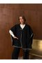 Contrast Stitched Buckle Detailed Poncho / Cape Black- 0029 - 5
