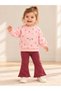 Baby Girl Heart Appliqued Sweatshirt and Ribbed Spanish Leggings 2-Piece Set