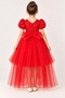 Girl's Palmira Embroidered Tail Evening Dress M00861 Red - 4