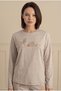 Women's Long Sleeve Beige Melange Pajama Set C7T1N281 - 2