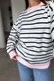 Premium Oversize Striped Knitwear Sweater - Pink - 6