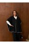 Contrast Stitched Buckle Detailed Poncho / Cape Black- 0029