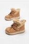 Children's Tan Boots with Fur, Winter Velcro Laces, Warm Lining, Casual Shoes - 4