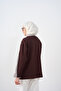 Women's Shirt Collar Stripe Detail Sweatshirt Brown - 4