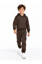 Unisex Girls Boys Brown 2 Threaded Hooded Kangaroo Pocket Tracksuit Set - 5
