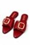 Red Lightweight Pointed Toe Slippers with Gold Buckle Detail for Comfortable Wearing Experience