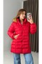 Red Fur Hooded Stand Collar Practical Cut-Design Half-Length Puffer Coat with Zipper Pockets - 4