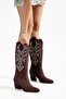Women's Cowboy Boots Pointed Toe Embroidery Detailed Thick Heel Western Boots