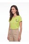 Pistachio Green Cotton Crew Neck Short Sleeve Summer Themed T-Shirt with Embroidery Detail - 4
