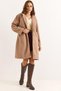 Mink Cashmere Fabric Wide Collar Oversize Form Single Button Pocketed Low Shoulder Coat - 2