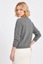 Women's Gray Crew Neck Sweater with Sequin Stripe Detail - 5