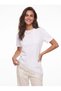 White Soft Textured Short Sleeve Comfortable Fit Asymmetrical Cut Lace Detailed T-Shirt - 2