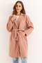 Powder Cashmere Fabric Wide Collar Oversize Single Button Pocketed Long Sleeve Coat - 3