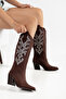 Women's Cowboy Boots Pointed Toe Embroidery Detailed Thick Heel Western Boots - 5