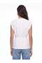 White Woven Fabric Double-Breasted V-Neck Lightweight Oversize Belted Metal Buttoned Lined Vest - 2