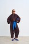 Women's Shirt Collar Zipper Detail Jacket Suit Brown