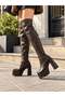 Women's Ovis Brown Above-Knee 12 cm Platform Heeled Boots - 2