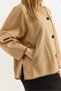 Mink Cashmere Fabric Stand Collar Oversize Crochet Detailed Side Pocket Buttoned Coat - 3