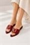 Red Lightweight Pointed Toe Slippers with Gold Buckle Detail for Comfortable Wearing Experience - 2