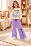 Girl's Butterfly Printed Sweatshirt and Wide-Leg Sweatpants 2-Piece Set
