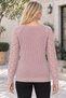 Women's Long Sleeve Diamond Patterned Notched Collar Knit Textured Rib Detailed Soft Textured Powder Knitwear Sweater - 3