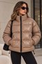 Powder Polyester Hakim Collar Inflatable Coat with Elastic Waist Detail and Leather Look Interior Lining - 2